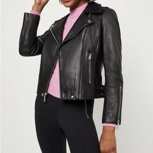 BCBGeneration Lamb Leather Black Moto Zip Jacket Women's XS